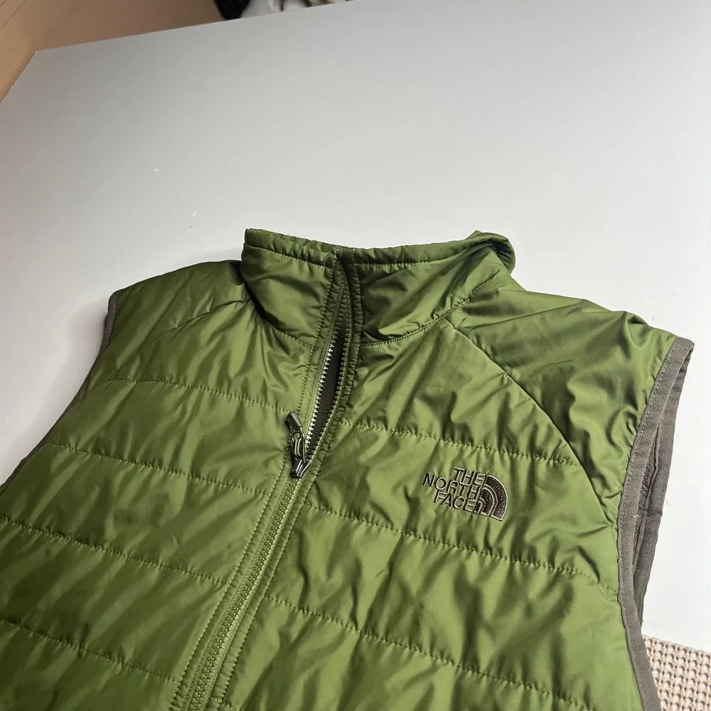 The North Face Reversible Vest Mens XL Green Quilted Puffer Fleece Full Zip